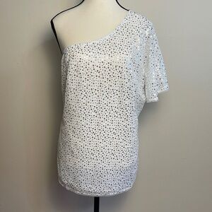 NWT GRACE KARIN Sequin Tops Sparkle Size XL Asymmetric One-Shoulder Glitter